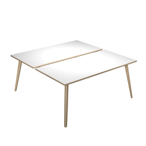 [D92468] Scrivania a 2 postazioni contrap. 120x166cm Rovere/Bianco Woody