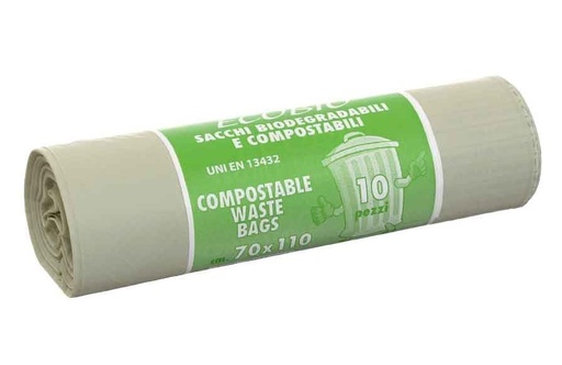 [471325] SACCO IN MATERIALE COMPOSTABILE 70x110 CONFEZIONE DA 10 SACCHI