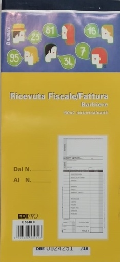 [500166] RICEVUTE FISCALI / BARBIERE 50X2 COPIE AUTOCOPIANTI - 10X21 CM
