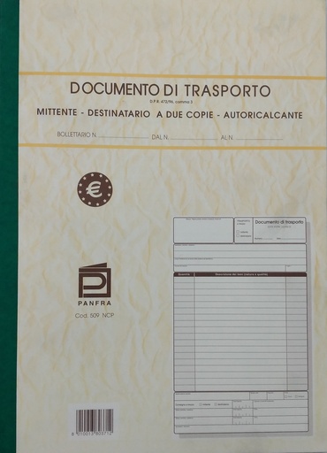[500211] DDT A4 33X3 COPIE AUTOCOPIANTI (BLOCCO)