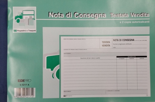 [500401] BLOCCO CONSEGNA TENTATA VENDITA 15X23 CM