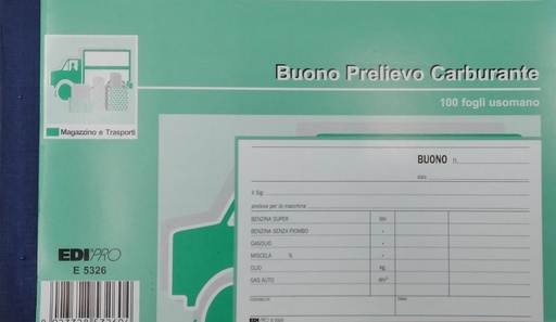 [500421] BUONO PRELEVAMENTO CARBURANTE 100 FOGLI - 9,9X17 CM