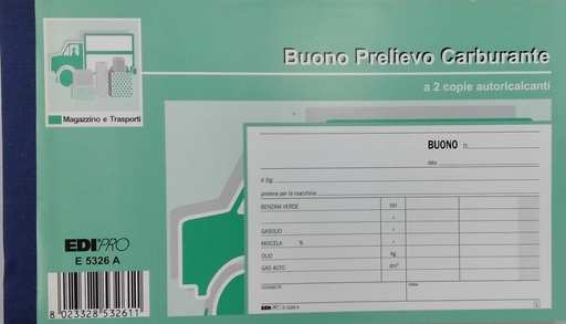 [500422] BLOCCO BUONO PRELEVAMENTO CARBURANTE 50X2 COPIE - 9,9X17 CM