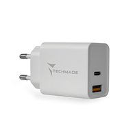 [521972A] TECHMADE CARICATORE UNIVERSALE TYPE-C+USB 20W FAST CHARGE