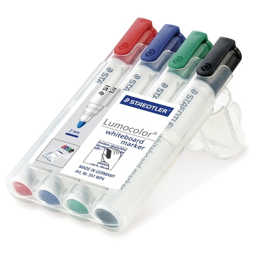 [D25108] BUSTA 4 PENNARELLI LUMOCOLOR 351 STAEDTLER PER LAVAGNE CANCELLABILI