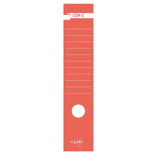 [D25324] Busta 10 copridorso CDR-C carta adesiva rosso 7x34,5cm SEI ROTA