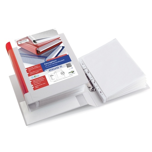 [D25486] Raccoglitore STELVIO TI 40 A4 2D 22x30cm bianco personalizzabile SEI ROTA