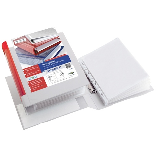 [D25492] Raccoglitore STELVIO TI 13 A4 4R 22x30cm bianco personalizzabile SEI ROTA