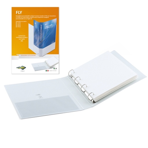 [D25506] Raccoglitore FLY 50 A4 4D 22x30cm personalizzabile bianco SEI ROTA