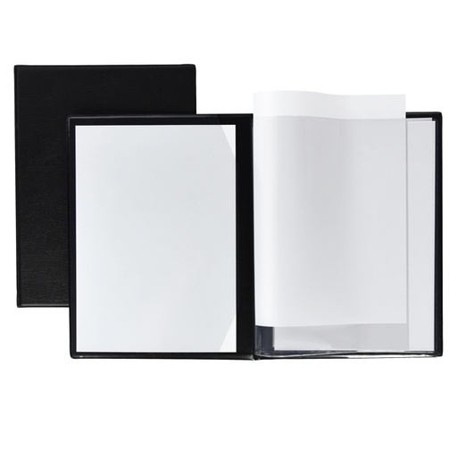 [D25916] PORTA MENU G in PVC 2+2 TASCHE NERO 22X30CM (A4)