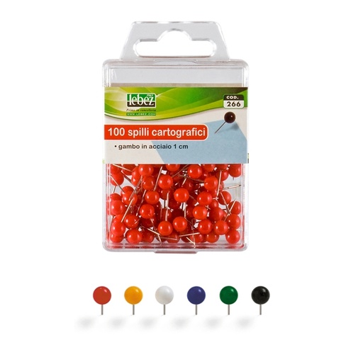 [D26011] SCATOLA 100 SPILLI CARTOGRAFICI a SFERA ROSSO ART.266