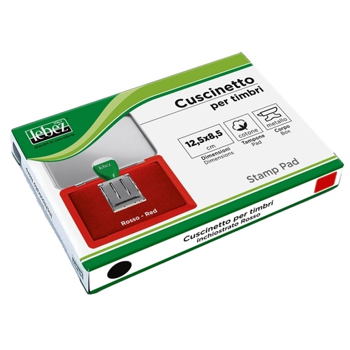 [D26355] CUSCINETTO TIMBRI 12,5X8,5CM ROSSO ART.1481-R LEBEZ