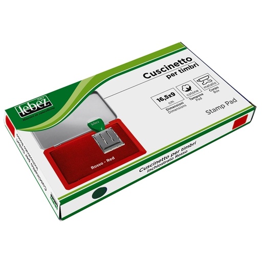 [D26360] CUSCINETTO TIMBRI 16,5X9CM ROSSO ART.1482 LEBEZ