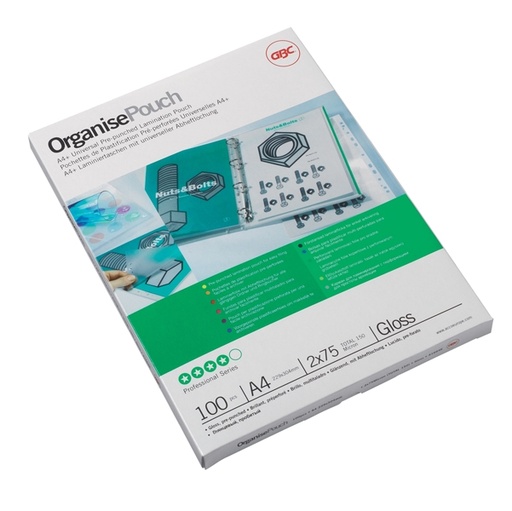 [D26594] Scatola 100 pouches 2x75mic 216x303mm A4 GBC