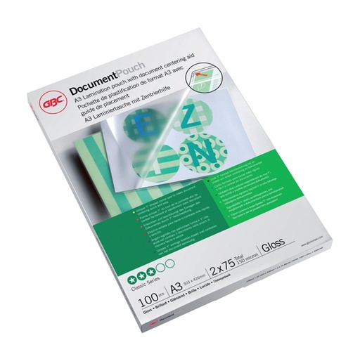 [D26595] Scatola 100 pouches 2x75mic 303x426mm A3 GBC