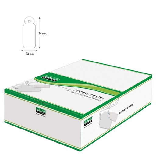 [D26665] SCATOLA 1000 ETICHETTE CON FILO A386 (13X34MM)