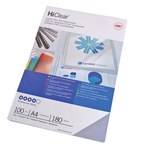 [D26952] Scatola 100 copertine Hi-Clear 180micron A3 neutro trasparente GBC