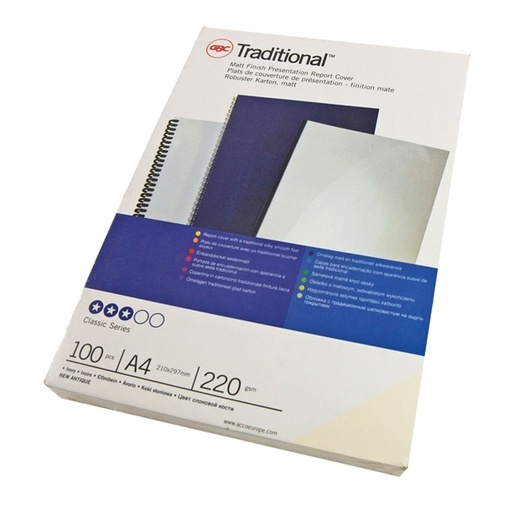 [D26986] Scatola 100 copertine rilegatura Traditional A4 220gr carton.bianco liscio GBC