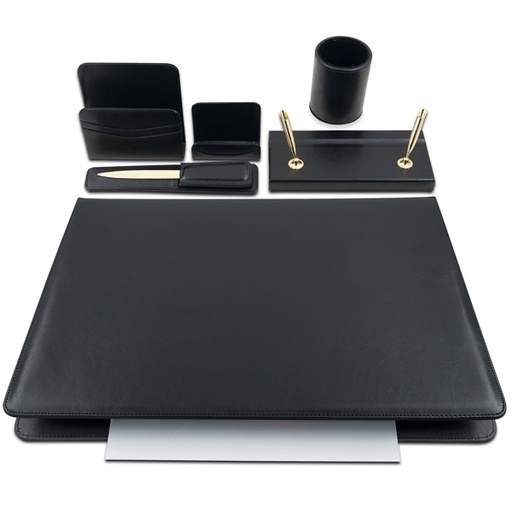 [D27221] SERVIZIO SCRITTOIO CLASSIC NERO IN SIMILPELLE (6 COMPONENTI)