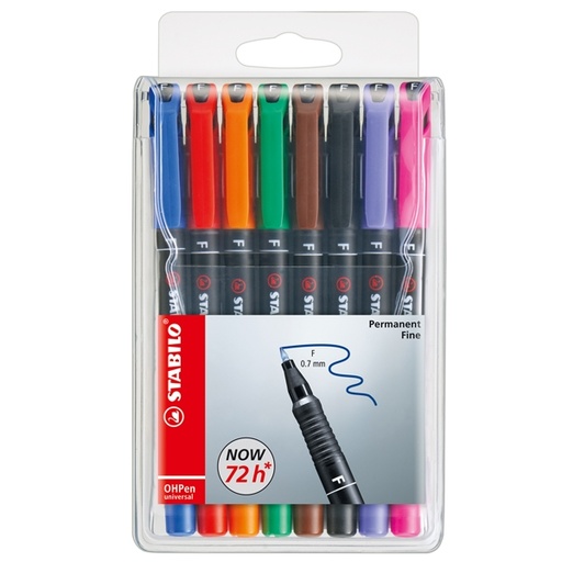 [D27731] BUSTA 8 PENNARELLI STABILO OHPEN 842 PERMANENTE FINE