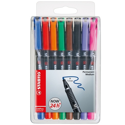 [D27732] BUSTA 8 PENNARELLI STABILO OHPEN 843 PERMANENTE MEDIO