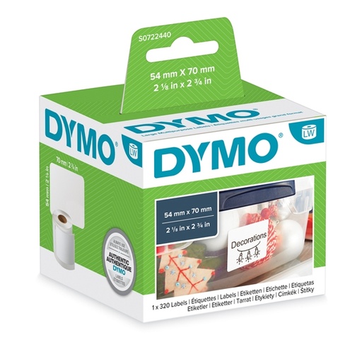 [D27800] ROTOLO 320 ETICHETTE DIM.54X70MM DISCHETTI X LW 990150