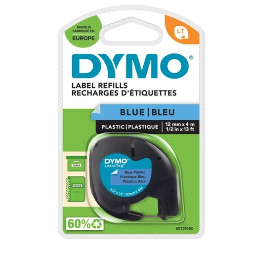 [D27940] NASTRO IN PLASTICA DYMO LETRATAG 12MMX4M BLU 912050