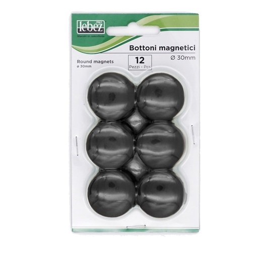 [D27945] BLISTER 12 MAGNETI MR-30 NERO DIAM.30MM