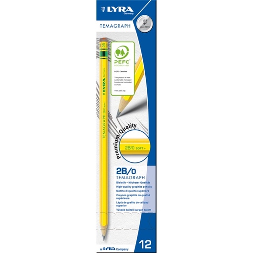 [D28055] SCATOLA 12 MATITA TEMAGRAPH 2B GRAFITE LYRA