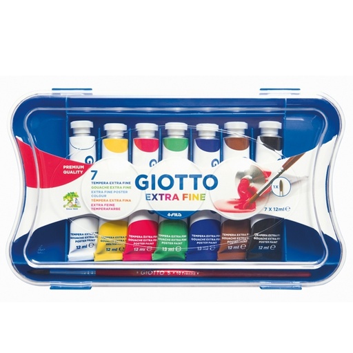 [D28146] BOX 7 TUBETTI TEMPERA 12ML GIOTTO TUBO 4 ASSORTITO