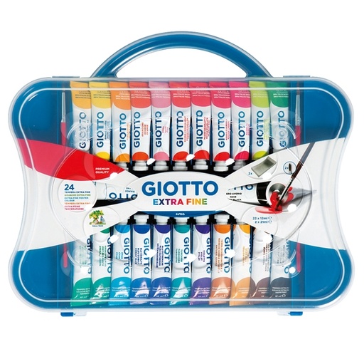 [D28149] BOX 24 TUBETTI TEMPERA 12ML GIOTTO TUBO 4 ASSORTITO