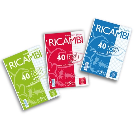 [D28843] RICAMBI FORATI A4 1RIGO C/MARG. QUAXIMA 40FG 80GR PIGNA