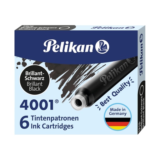 [D30115] SCATOLA 6 CARTUCCE INCHIOSTRO TP/6 NERO PELIKAN 4001 (0ATM04)