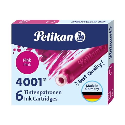[D30486] SCATOLA 6 CARTUCCE INCHIOSTRO TP/6 ROSA PELIKAN 4001