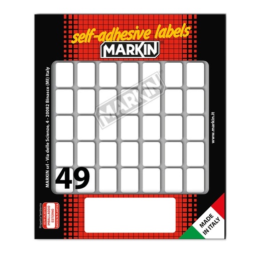 [D31076] Etichetta adesiva bianca 19x14mm (10fogli x 49etichette) Markin
