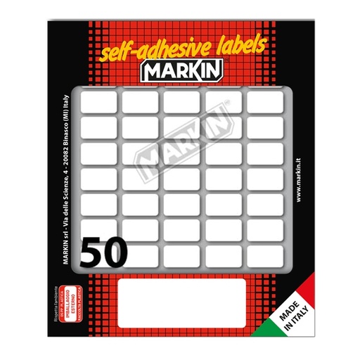 [D31077] Etichetta adesiva bianca 20x12mm (10fogli x 50etichette) Markin