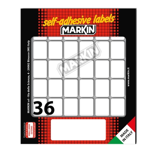 [D31081] Etichetta adesiva bianca 22x17mm (10fogli x 36etichette) Markin