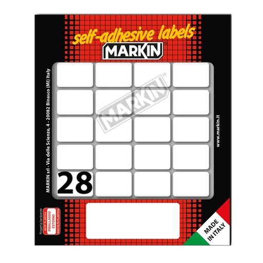 [D31087] Etichetta adesiva bianca 28x19mm (10fogli x 28etichette) Markin