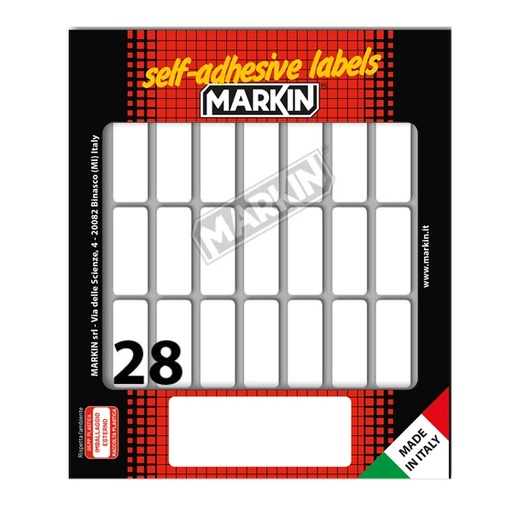 [D31090] Etichetta adesiva bianca 34x14mm (10fogli x 28etichette) Markin