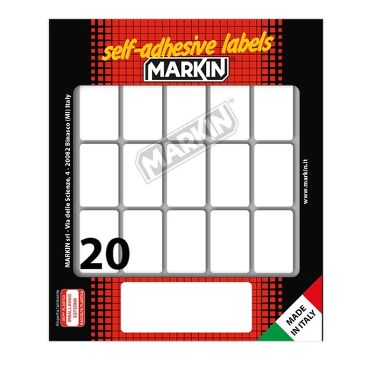 [D31091] Etichetta adesiva bianca 34x21mm (10fogli x 20etichette) Markin