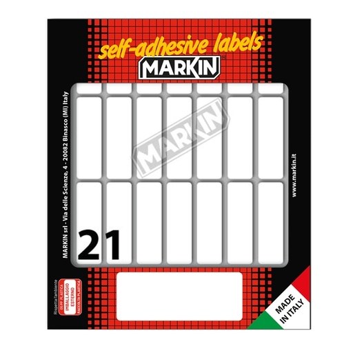 [D31097] Etichetta adesiva bianca 46x14mm (10fogli x 21etichette) Markin