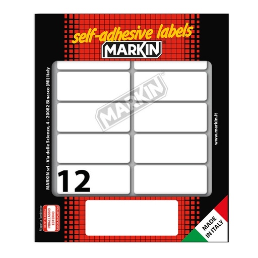 [D31105] Etichetta adesiva bianca 56x22mm (10fogli x 12etichette) Markin