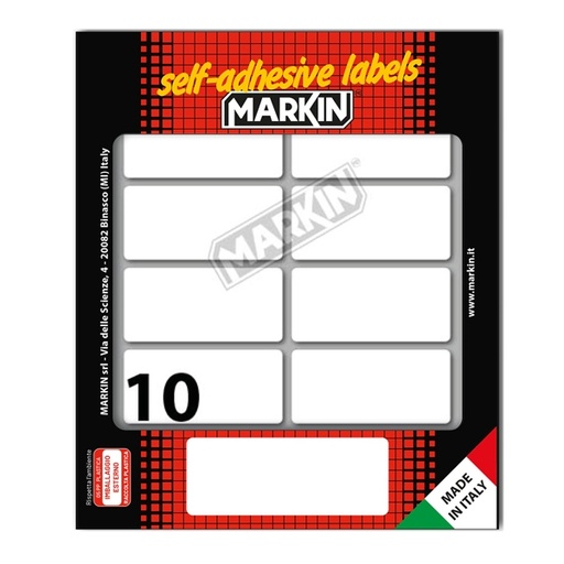 [D31106] Etichetta adesiva bianca 56x26mm (10fogli x 10etichette) Markin