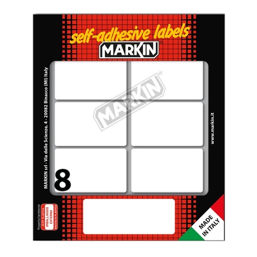 [D31107] Etichetta adesiva bianca 56x34mm (10fogli x 8etichette) Markin