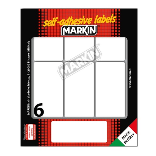 [D31112] Etichetta adesiva bianca 70x37mm (10fogli x 6etichette) Markin