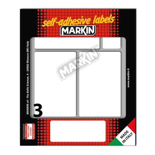 [D31115] Etichetta adesiva bianca 83x53mm (10fogli x 3etichette) Markin