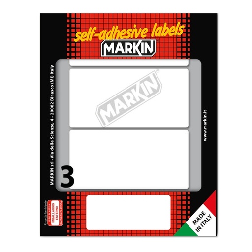 [D31118] Etichetta adesiva bianca 100x46mm (10fogli x 3etichette) Markin