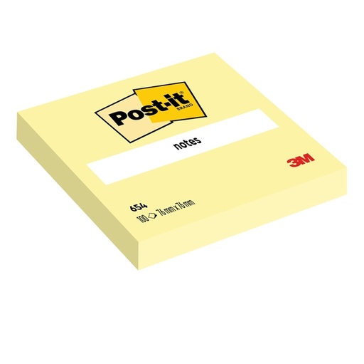 [D32022] BLOCCO 100fg Post-it(R) Giallo Canary™ 76x76mm 654