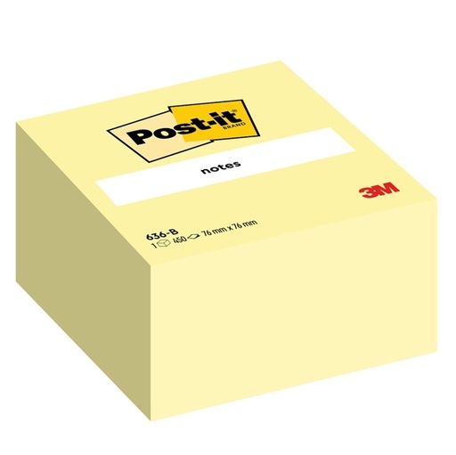 [D32033] BLOCCO CUBO 450fg Post-it(R) Giallo Canary™ 76x76mm 636-B