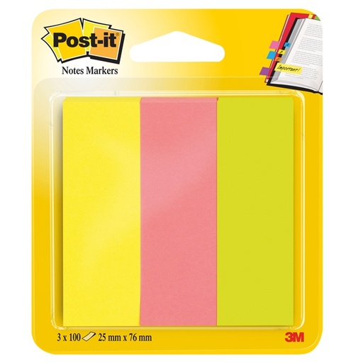 [D32226] SEGNAPAGINA Post-it(R) 671-3 (300FG) 3COLORI INDEX 25X76MM IN CARTA
